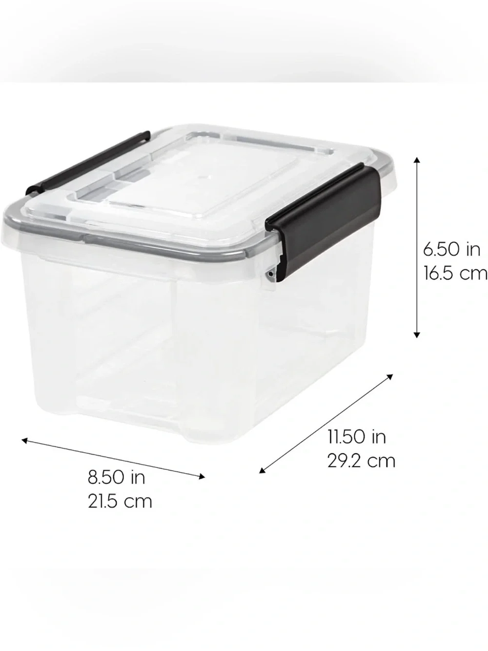 IRIS Usa 6-Pack 6 Qt Storage Bins With Gasket Lids, Clear/Black Weatherpro Seal